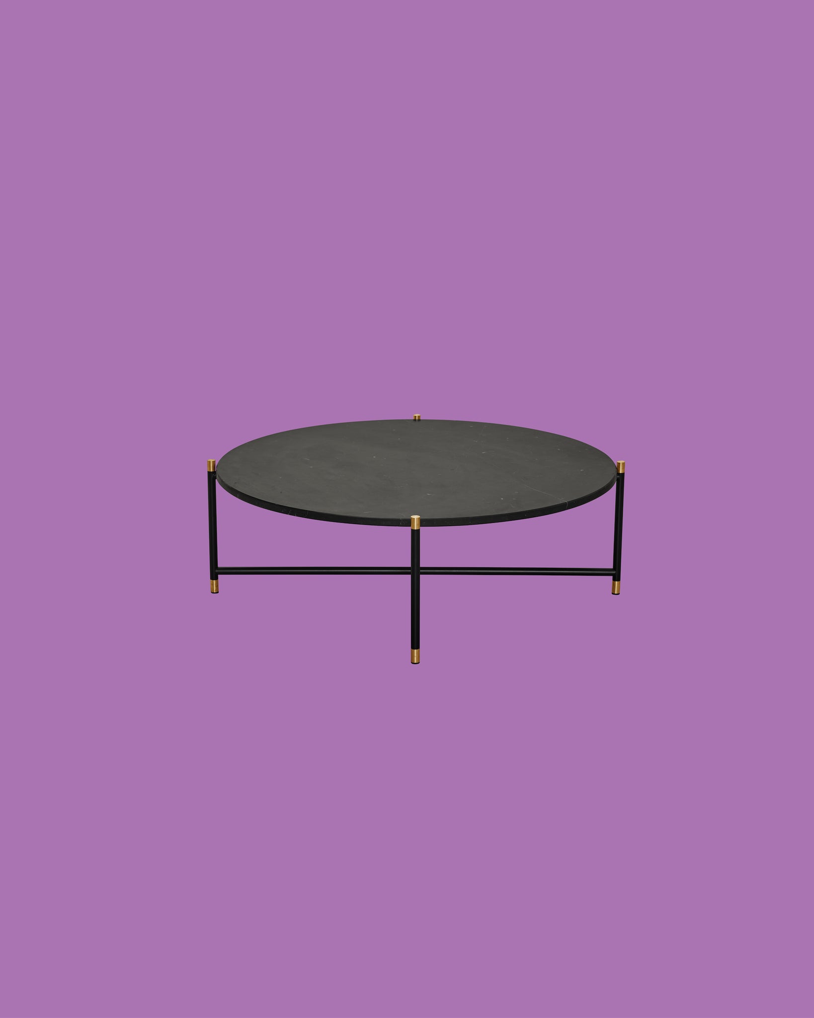Round Coffee Table 90 - Brass Frame