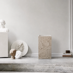 Beige Marble Cube 30 — honed marble side table by Danish designer Emil Thorup for HANDVÄRK, Scandinavian minimalist design