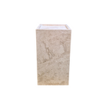 Beige Marble Cube 30 by HANDVÄRK — honed marble pedestal, 30x30x55 cm, front view
