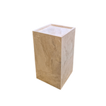 Beige Marble Cube 30 by HANDVÄRK — honed marble pedestal, 30x30x55 cm, side view